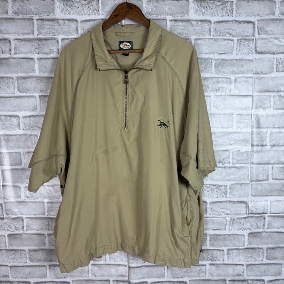 Tommy Bahama Golf Polyester Blend Beige Half Zip Windbreaker Jacket Men 2XL FLAW - Picture 1 of 7